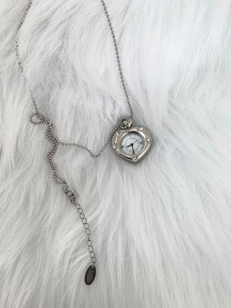 Twinkle Heart Clock Long Necklace