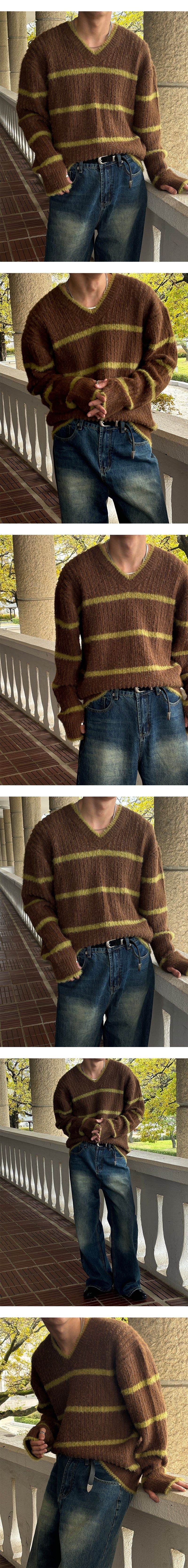   [F/W] Stripe angora warmer knit(4color)