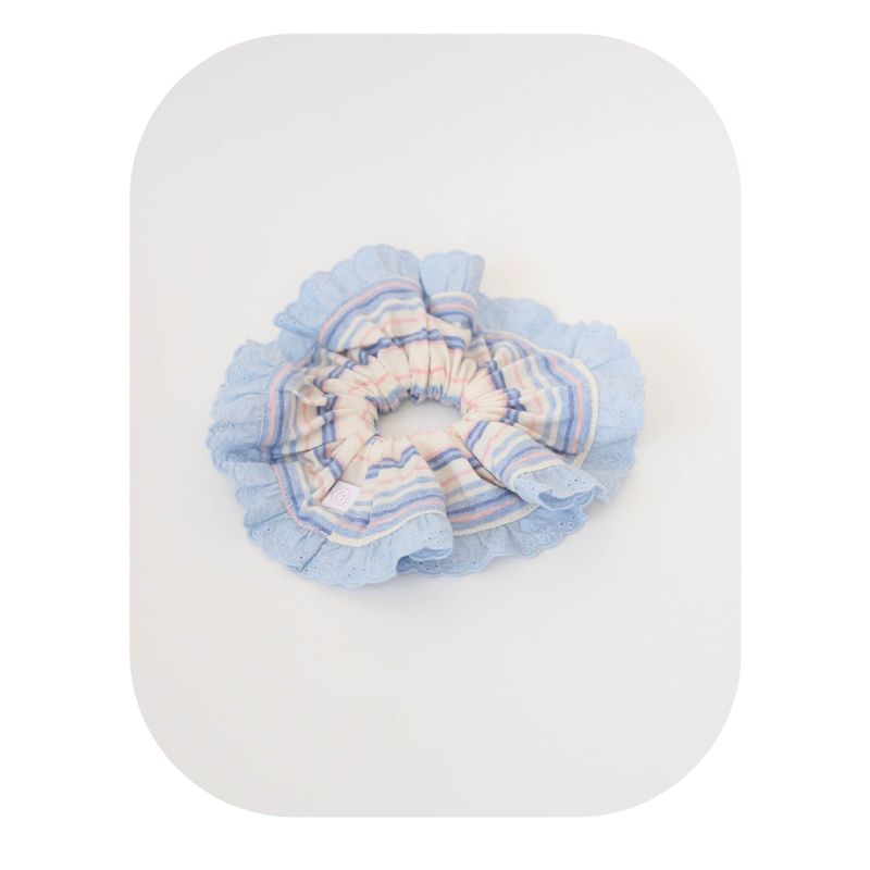 stripe lace scrunchie red / blue