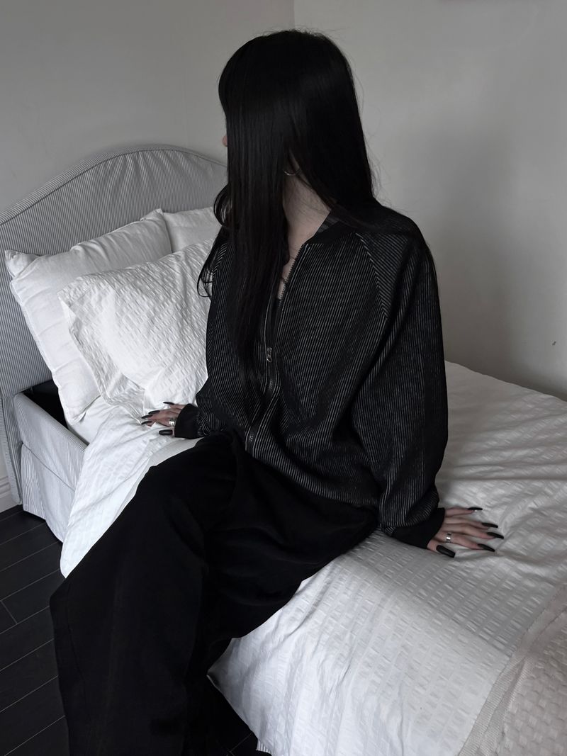 pair wool stripe zip-up (unisex)