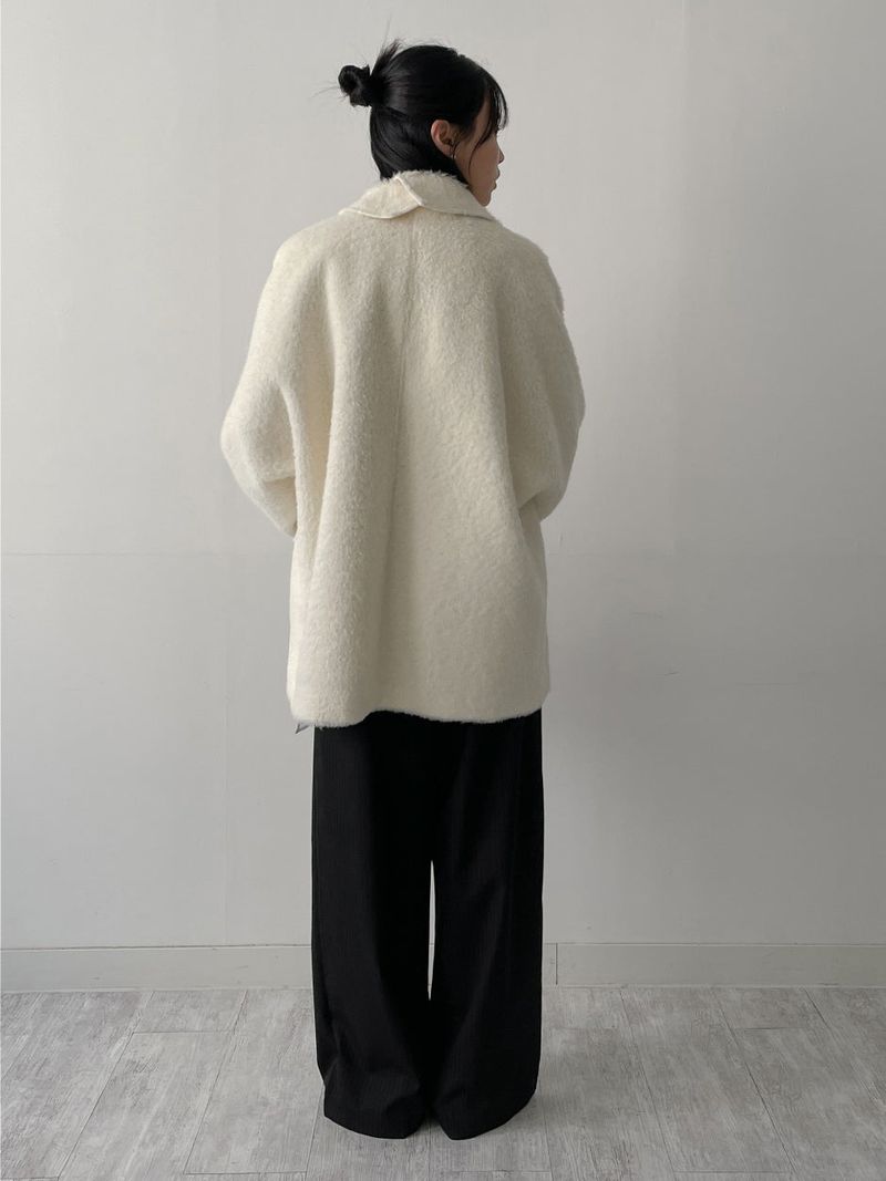 [wool 30%] Hairy Single Overfit Half Coat