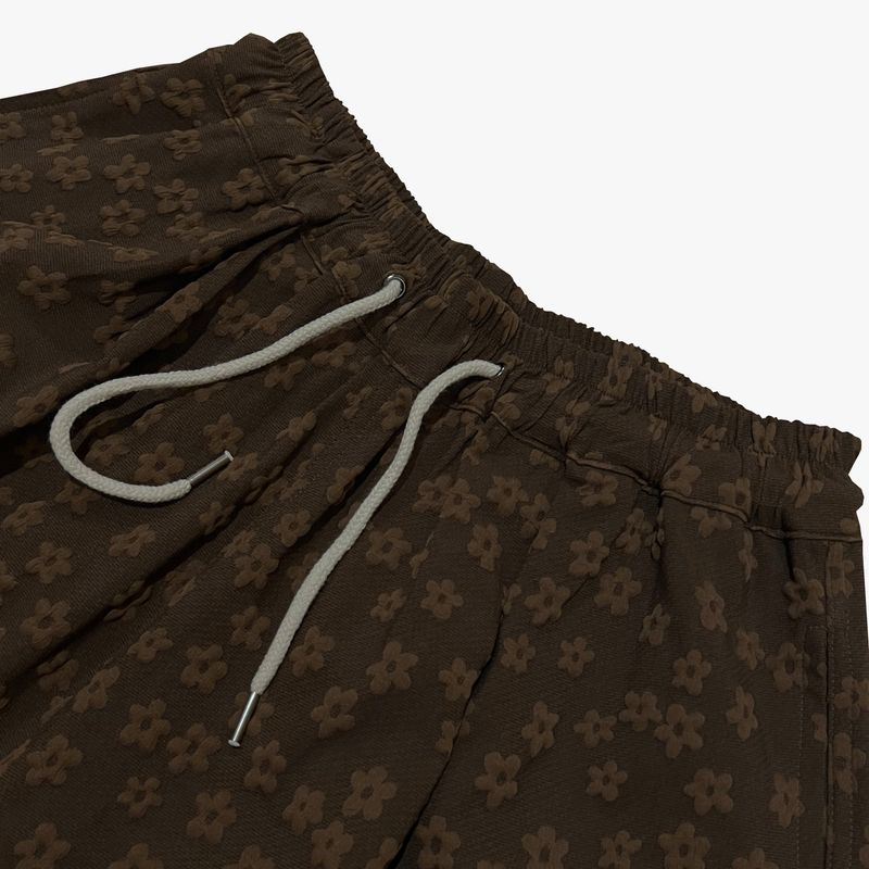 flower turn-up shorts_brown
