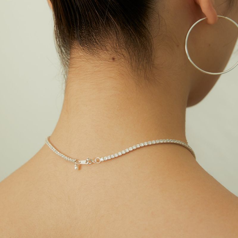 petite pearl sparkle necklace