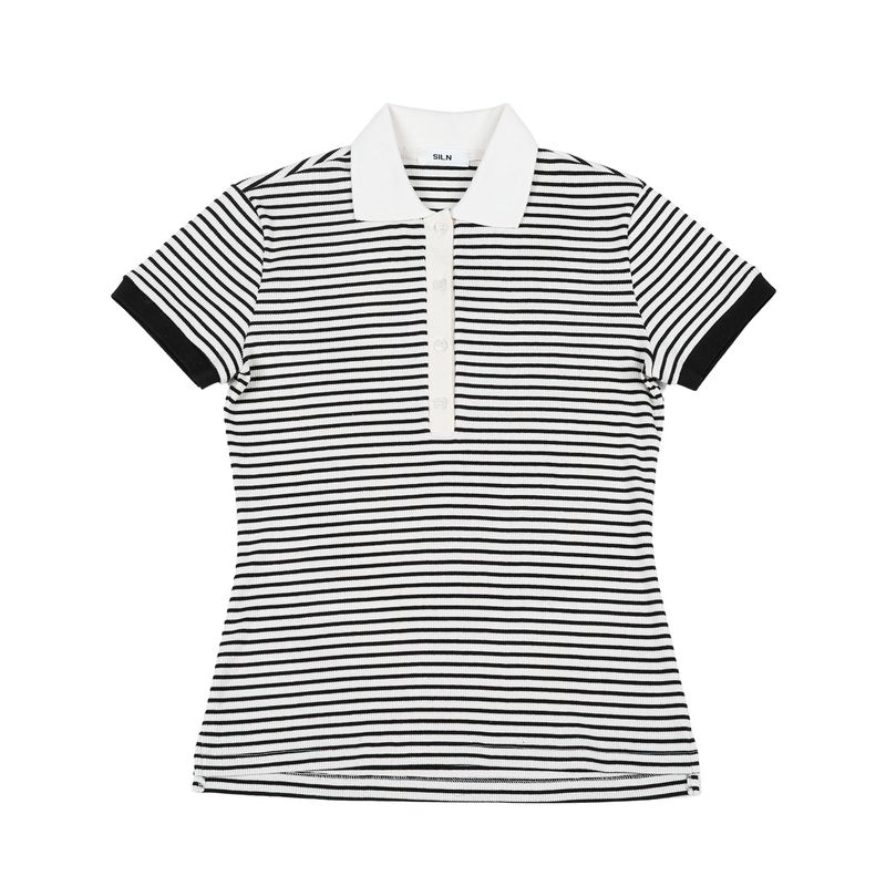 Stripe pique rib t-shirt (BLACK)