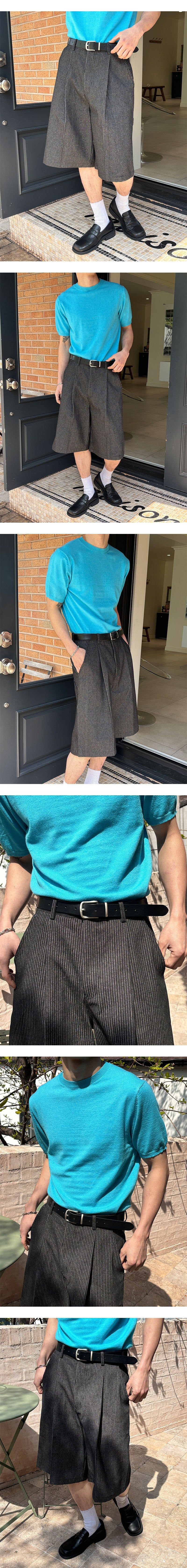 [S/S] Pin stripe bermuda pants