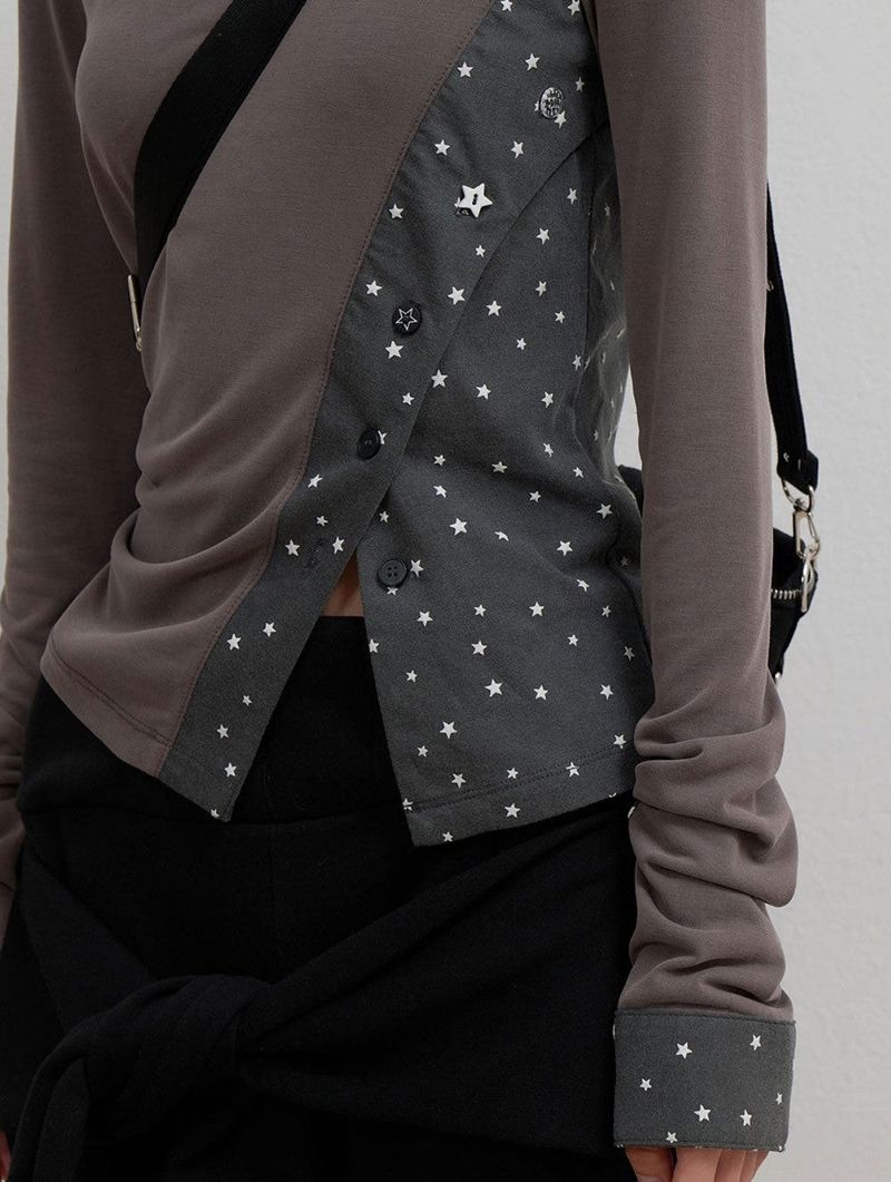 Starcut Jersey Collar Tee / Stone Brown