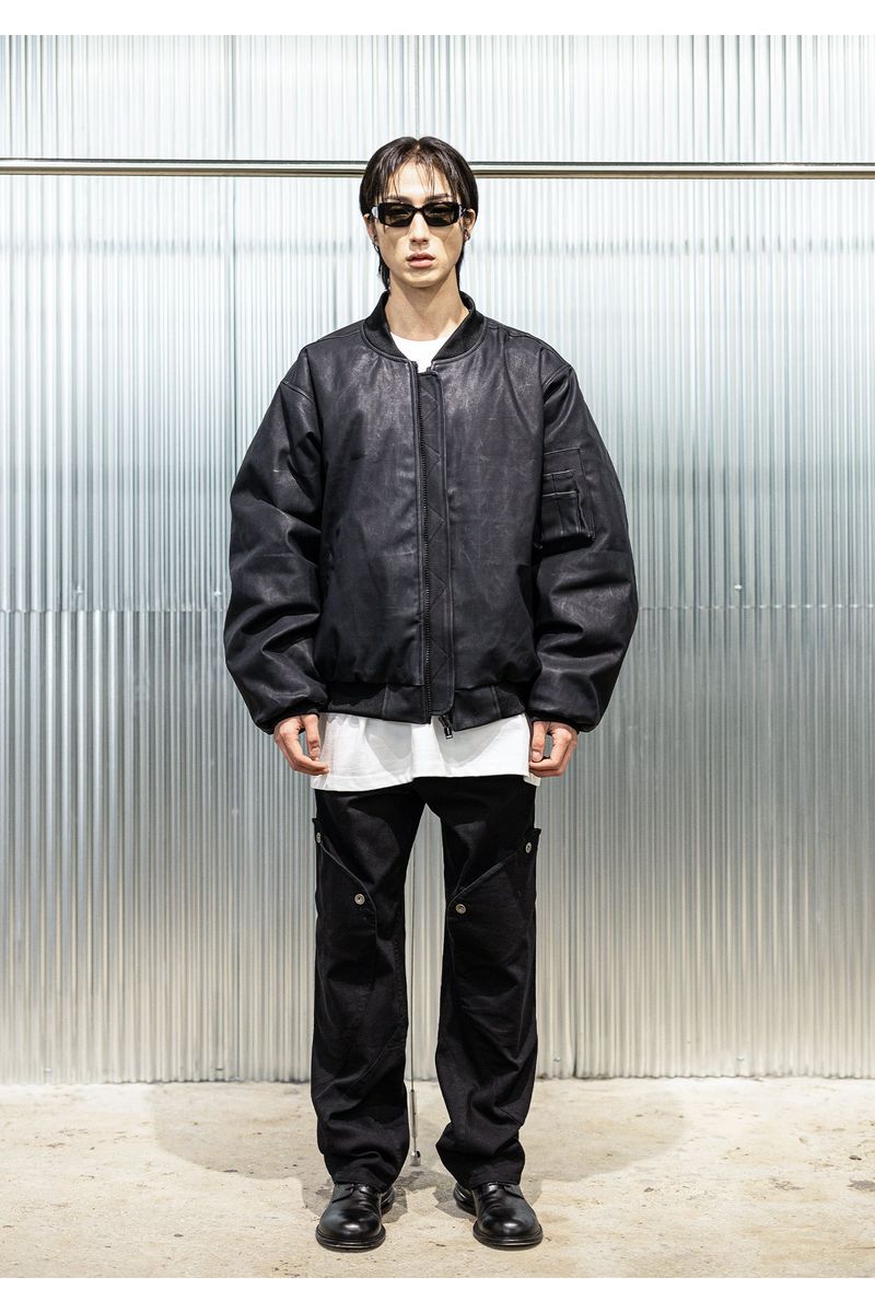 CRACK COATED DENIM MA-1 JUMPER