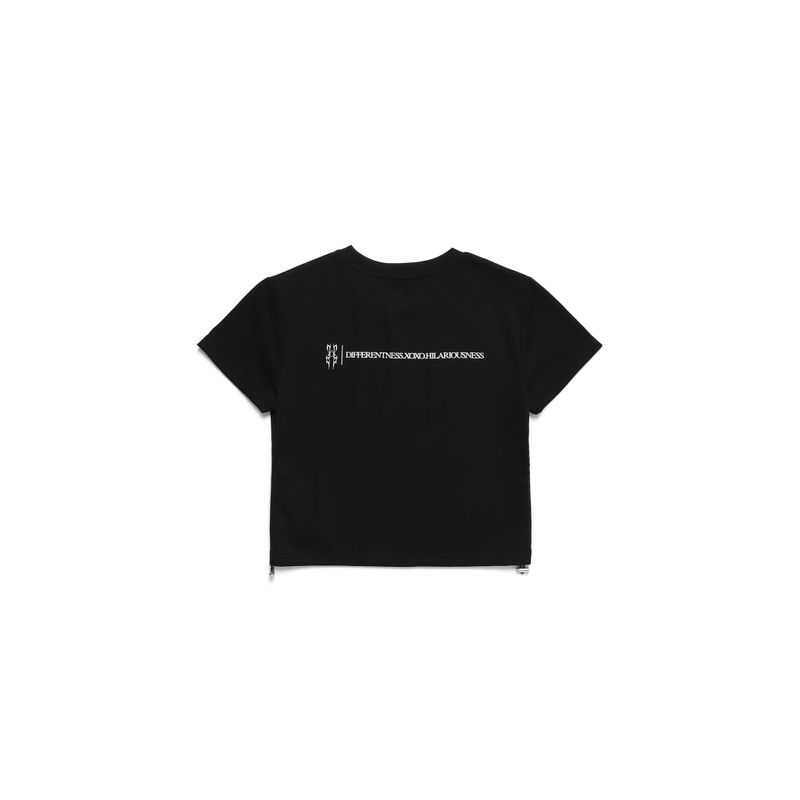 SLOGAN SIDE STRING CROP T-SHIRT