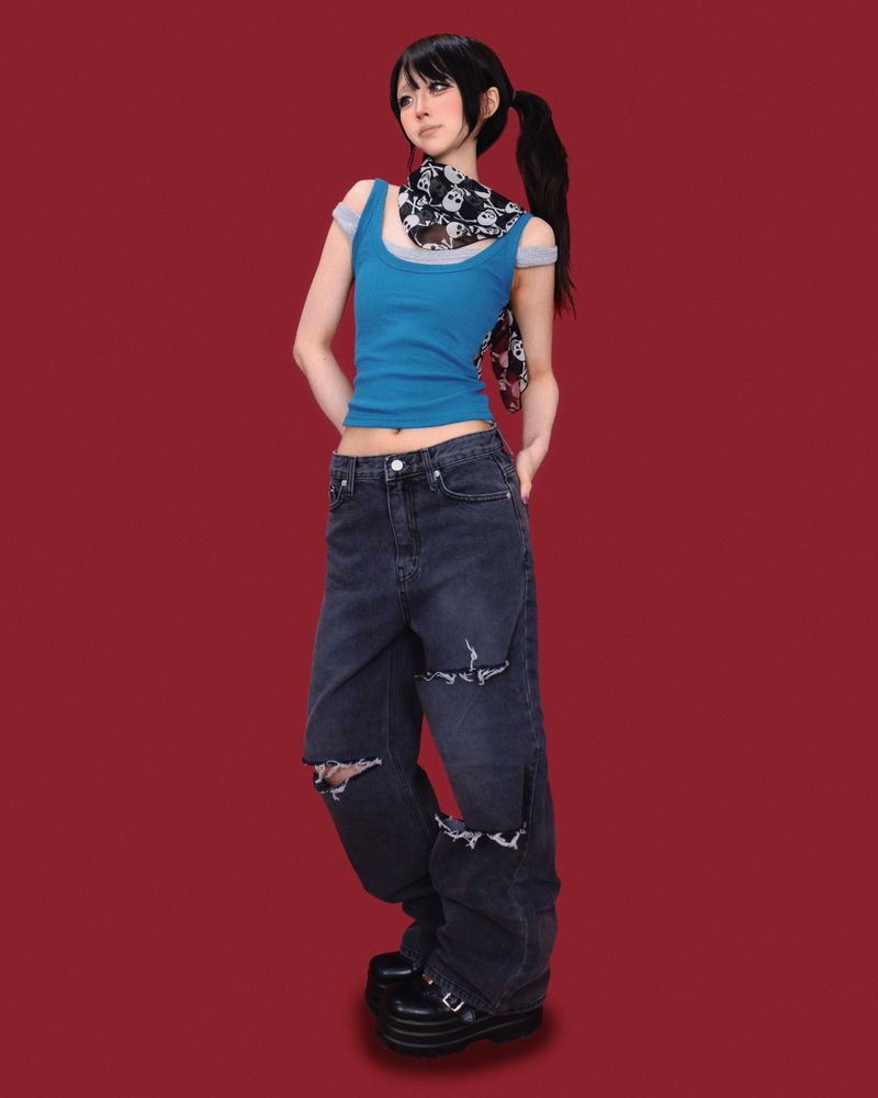 jojo cutting denim pants (2color)