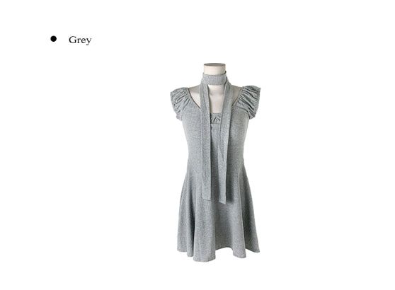 [Muffler Set] Eri Puff Off-Shoulder Muffler Flare One Piece