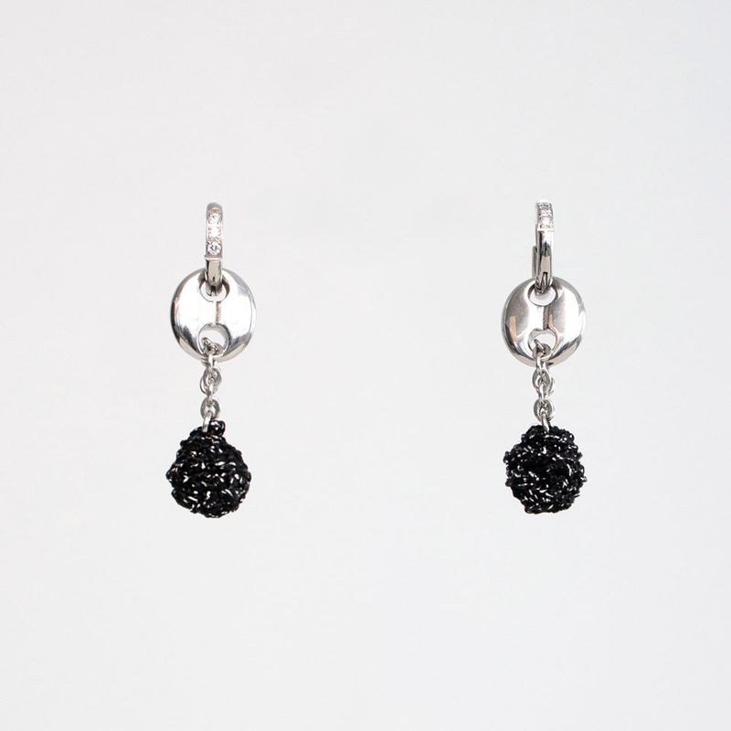 [2way] Drop knitball pendant ring earring