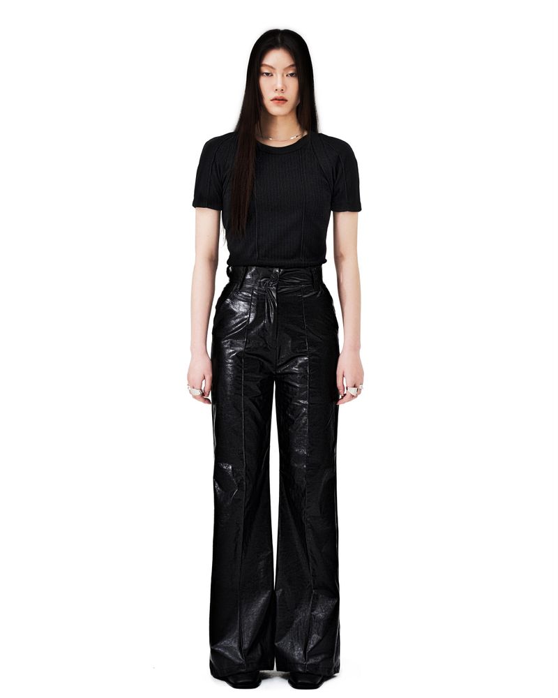 OUBLE PIN-TUCK LEATHER PANTS