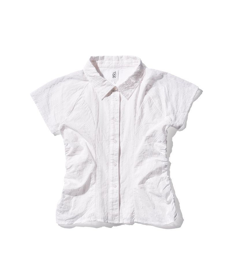Broderie Shirring Shirt - White