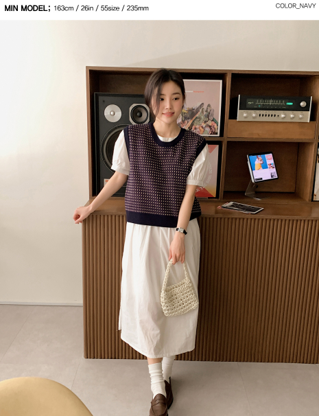 Vintage Pattern Knit Vest (4color)
