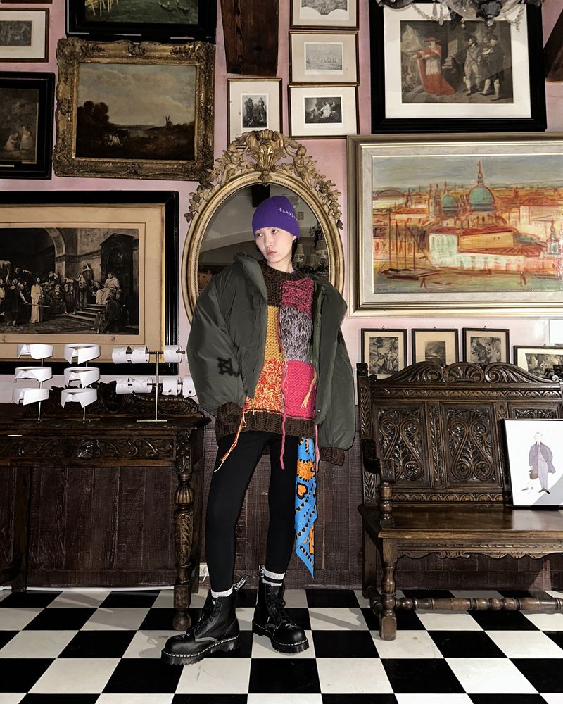 BBD Graffiti Logo Hidden Cuff Puffer Jacket (Khaki)