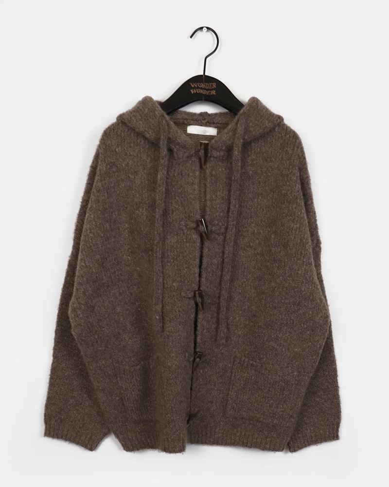 Hots duffle button oversized-fit hooded cardigan