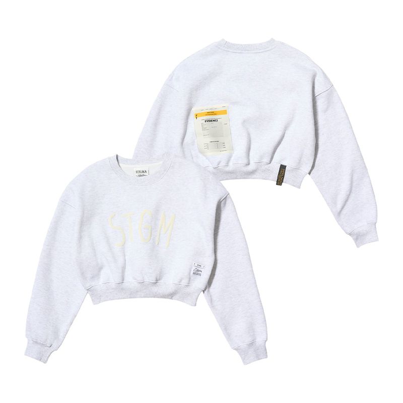 STIGMA(スティグマ)の「STGM CROPED CREWNECK(FEMALE) BLACK / WHITE MELANGE(Tops)」