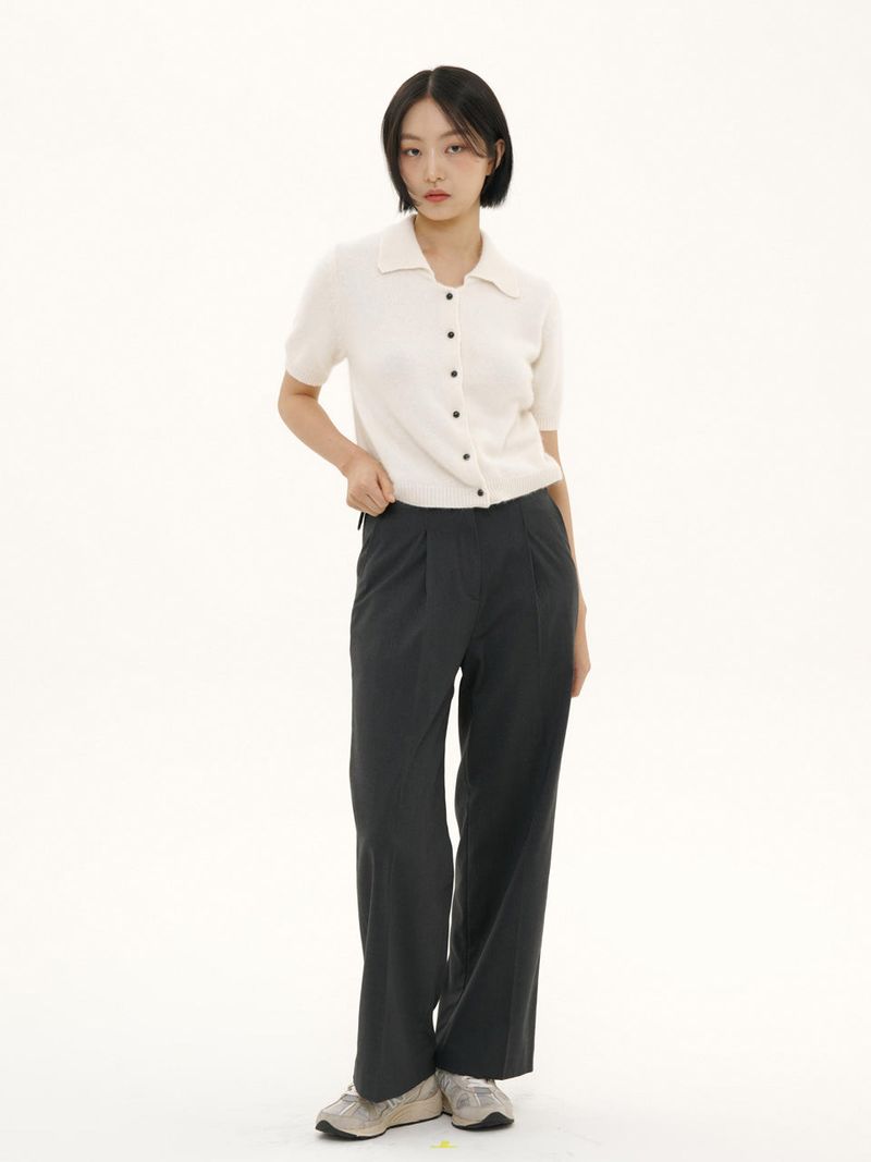 DOUBLE BUCLE SLACKS WIDE PANTS