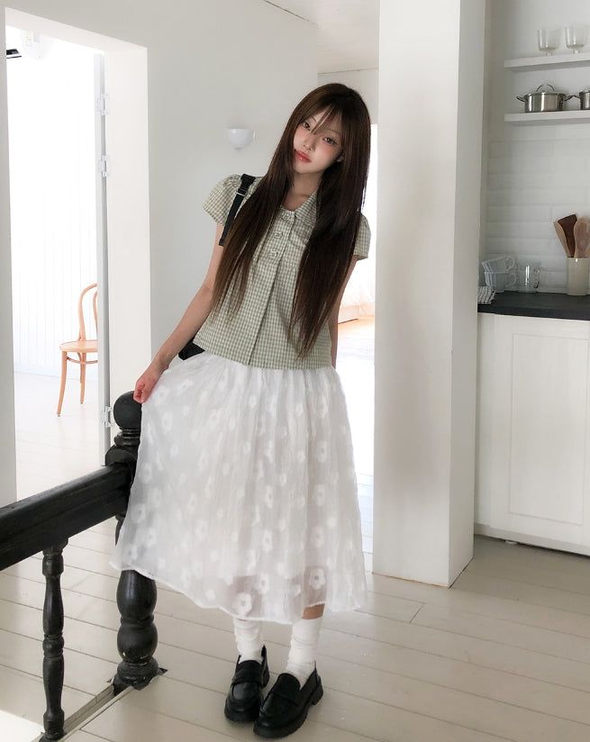 Linky Check Puff Blouse