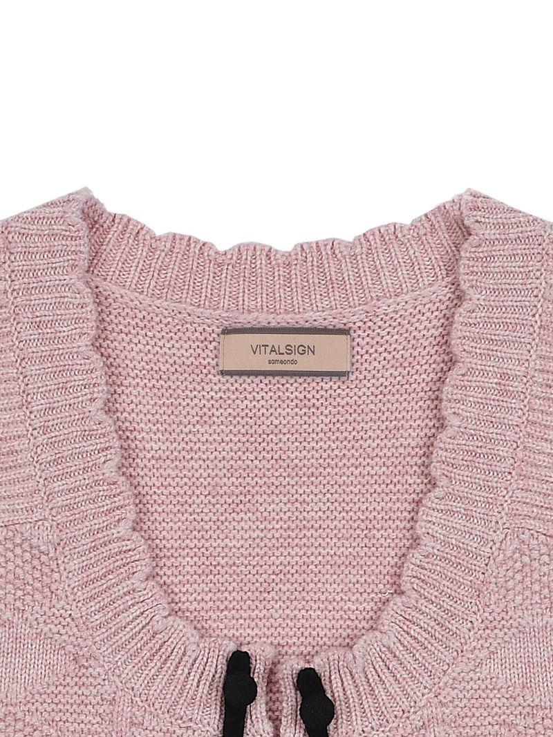 Petite Ribbon Knit Vest (Pink)