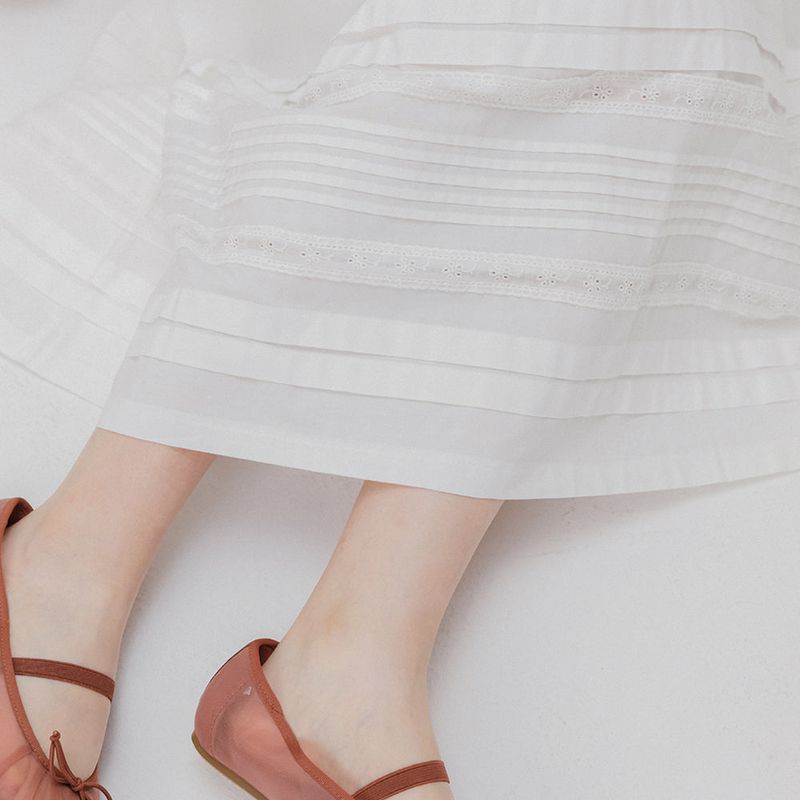 PINTUCK COTTON LONG SKIRT (WHITE)