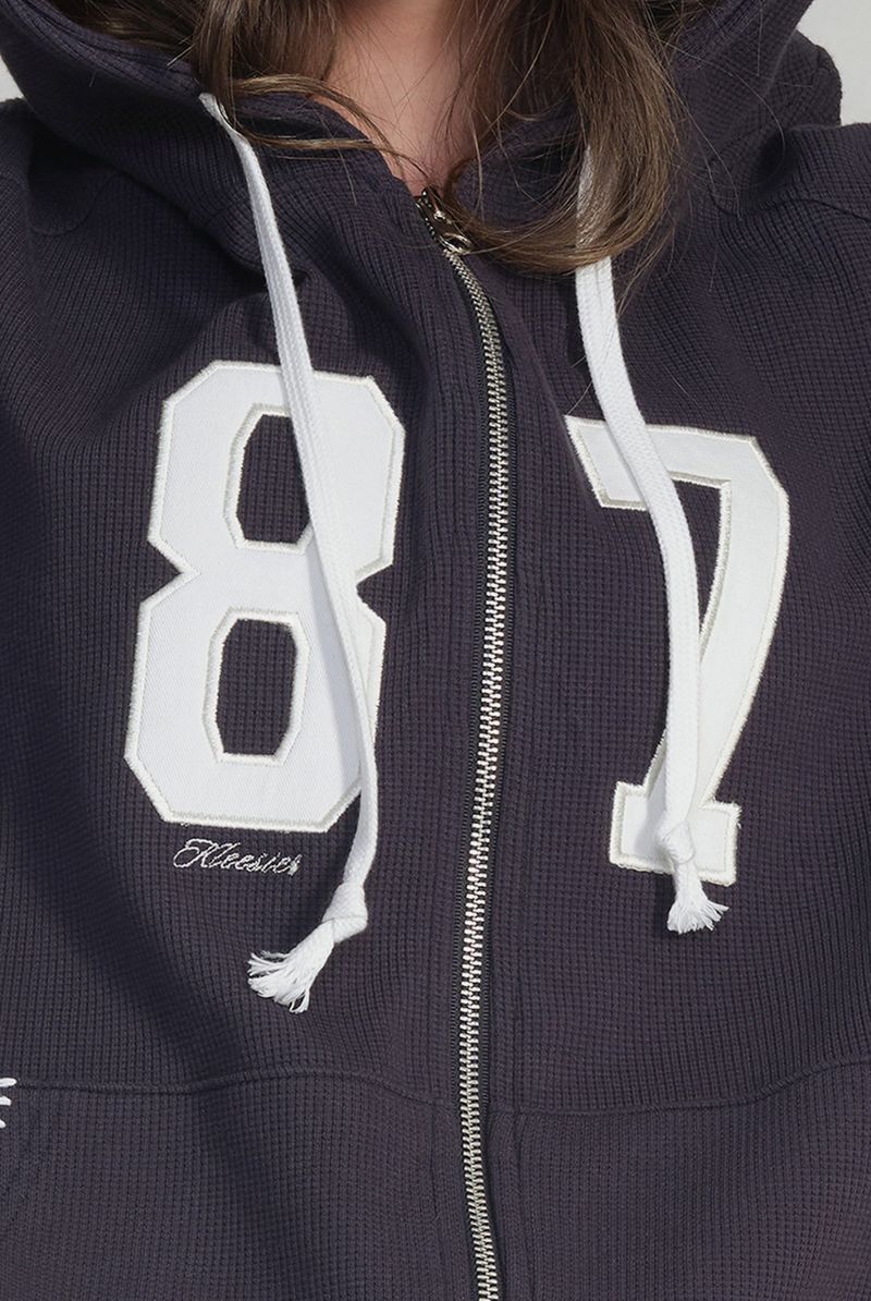 87 Waffle hooded zip-up, Navy
