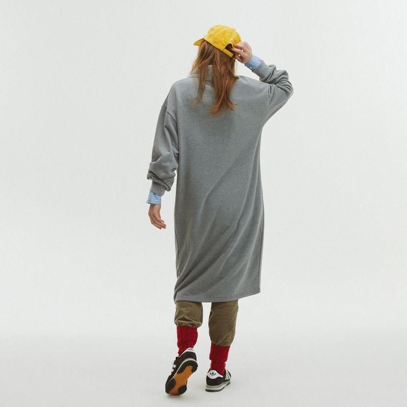 HIGH NECK STRING JERSEY DRESS_MELANGE GRAY