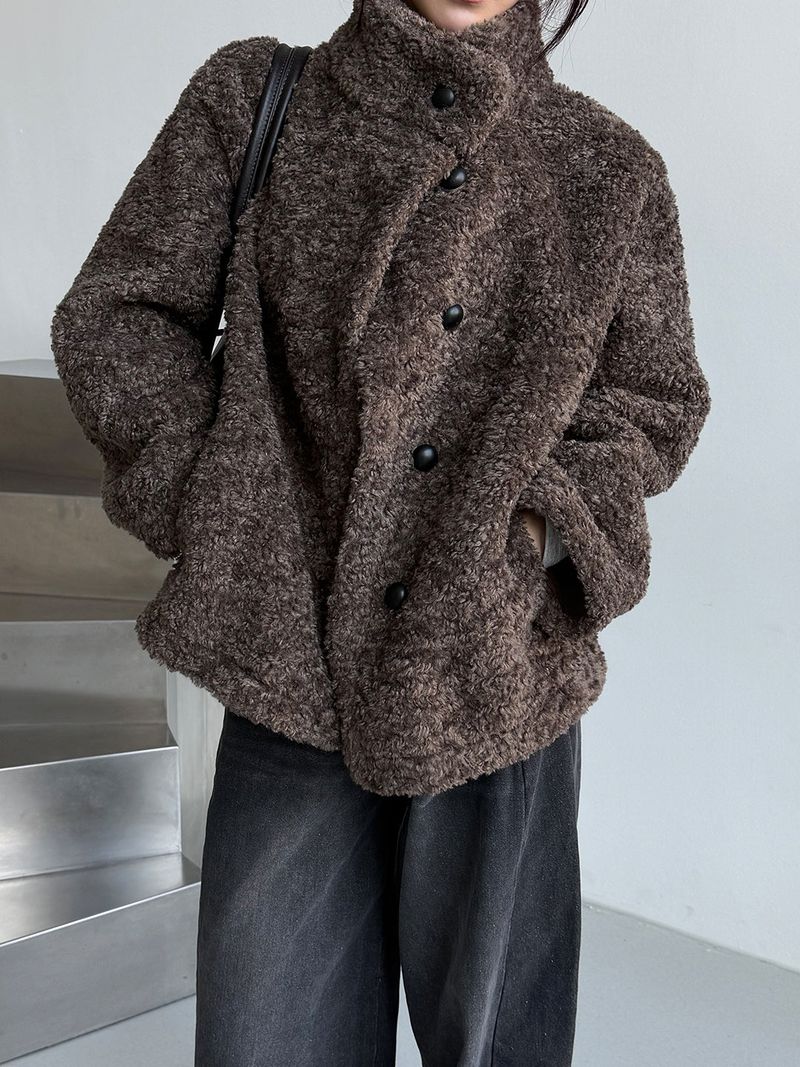 High neck boucle half coat(4color)