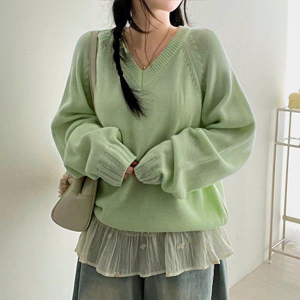 Latv raglan V-neck knitwear