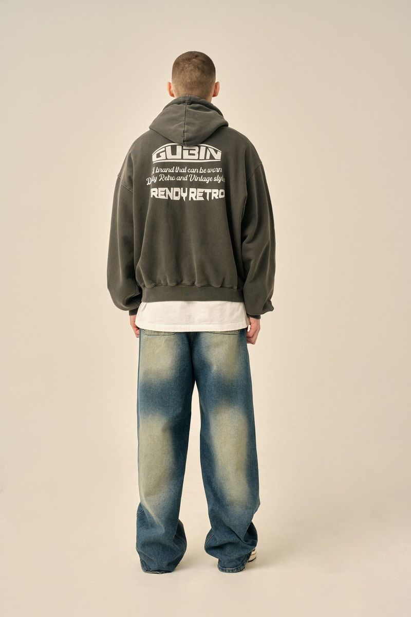PIGMENT OVERSIZED LOGO HOOD - CHARCOAL