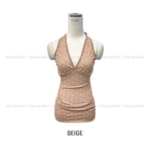 Even see-through dot halter sleeveless