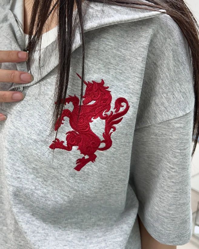Veil Horse Emblem Collared Short Sleeve Tee