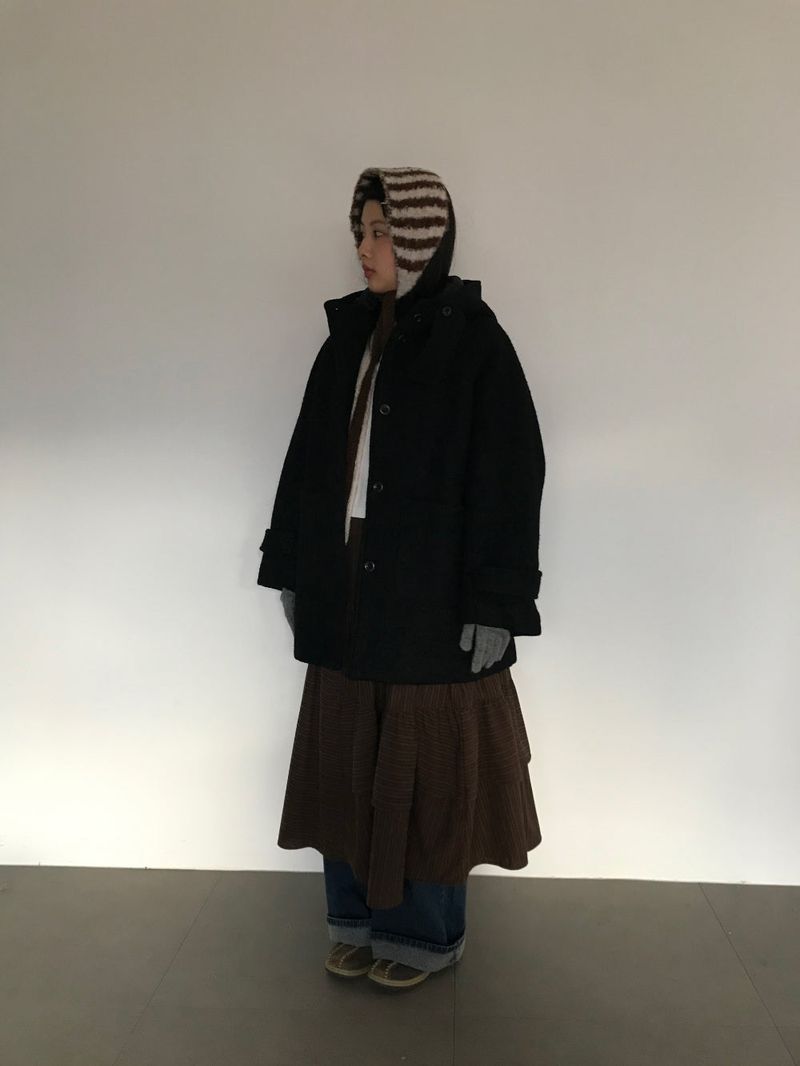 [MD Pick]Fine wool hooded half coat (2color)