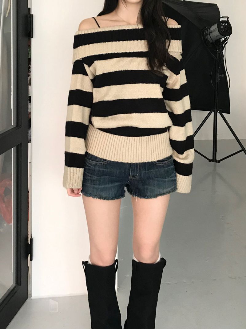 Tommy Stripe Off Knit (2 colors)