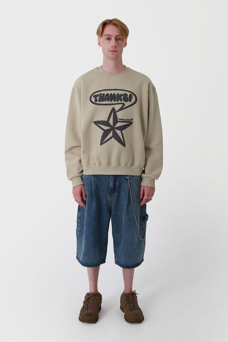 THANKS STAR SWEATSHIRT-KHAKI