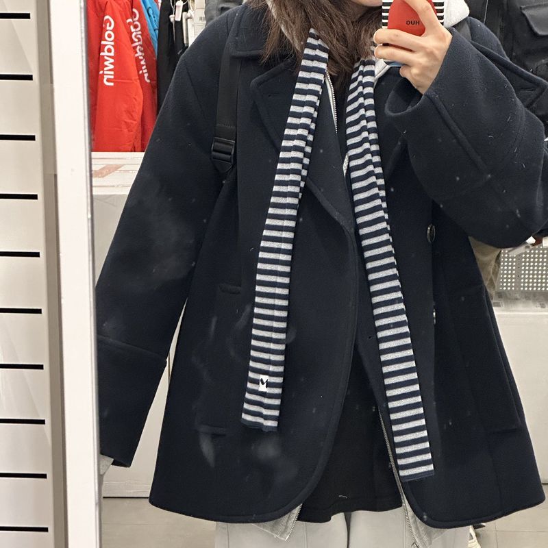 Stripe Muffler Navy Gray