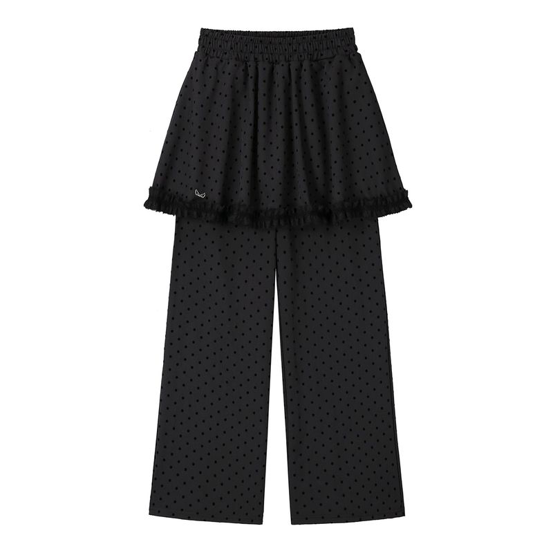 Dot Skirt Pants - Black