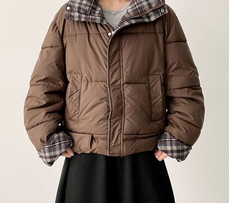 Pomi checkered lining padded jumper
