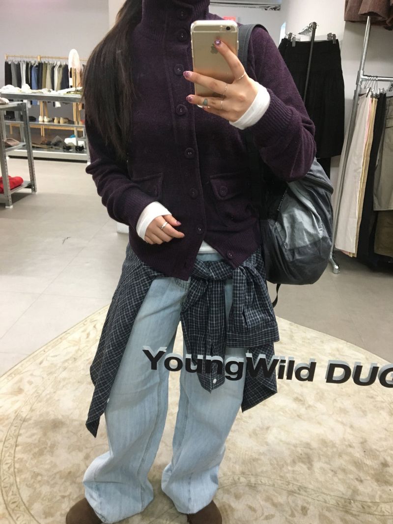 Mock neck high cardigan (3color)