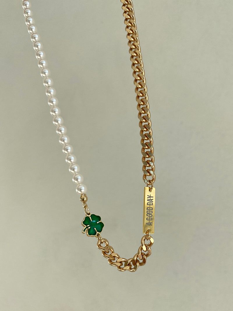 HALF ROUND PEARL CHOKER(14k gold plate)