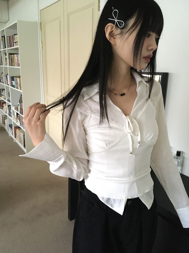 Muving Balletcore Silver Ribbon Hairpin