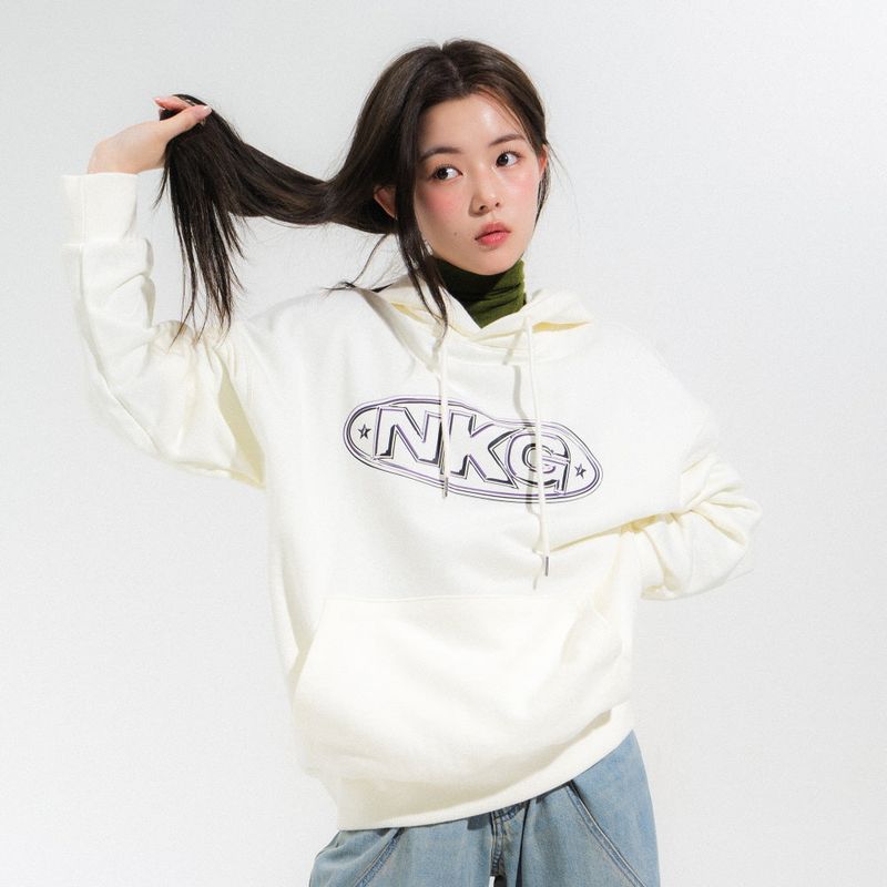 NEWKITSCH(ニューキッチジェネレーション)の「CHROME OVAL LOGO HOOD TEE-IVORY(Tops)」