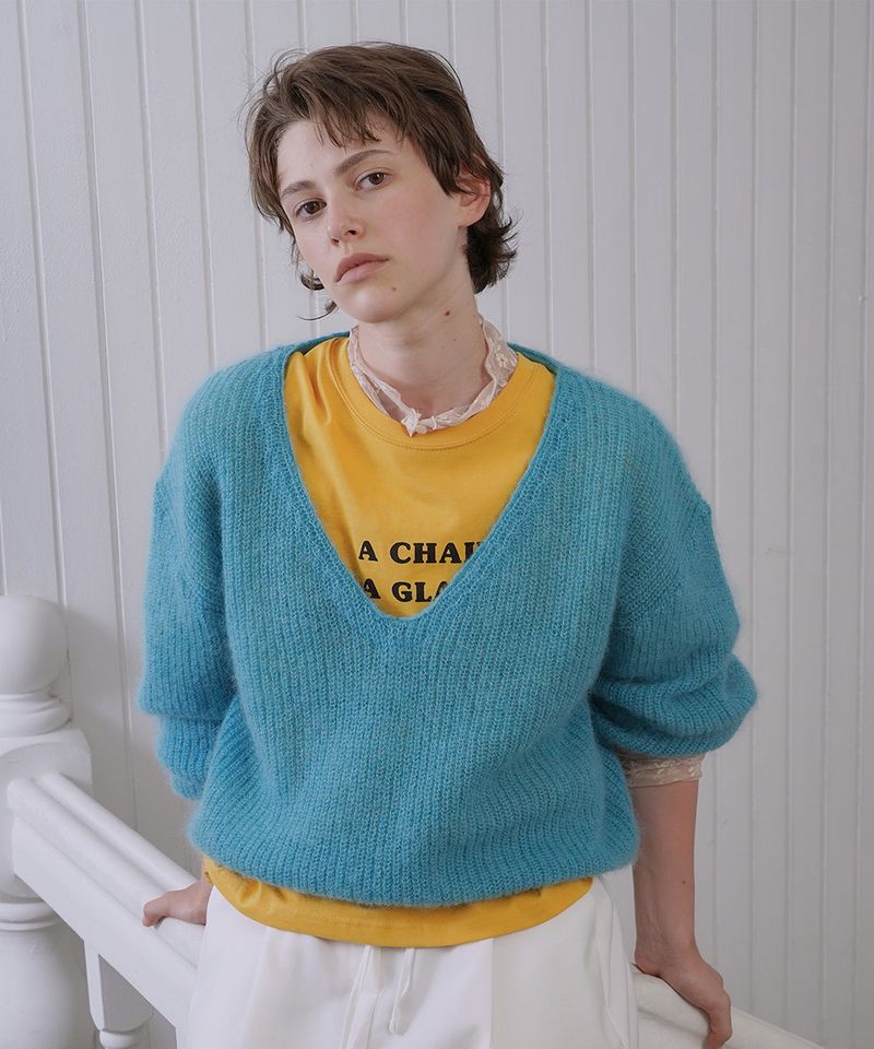 WITHOUTSUMMER(ウィズアウトサマー)の「Mohair v-neck knit_teal(Tops)」