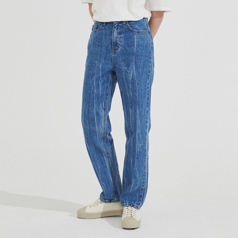 Crack Washing Denim Pants _ Light Blue