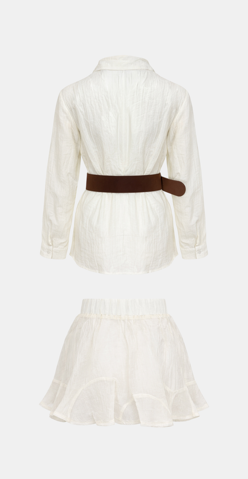 Roen Wrinkle Shirt Skirt Set