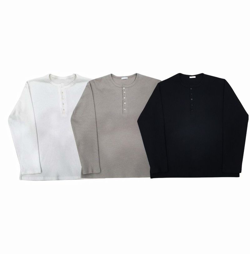 Waffle Over Henley neck Long sleeve