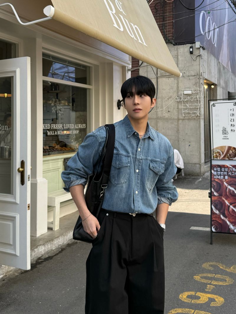 Volume curved cotton pants