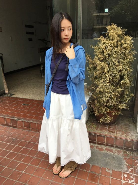 Mirato Lace Shirring Banding Long Skirt