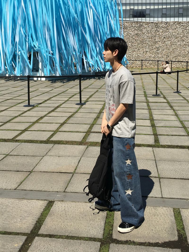 Kaz Star Embroidered Wide Denim Pants