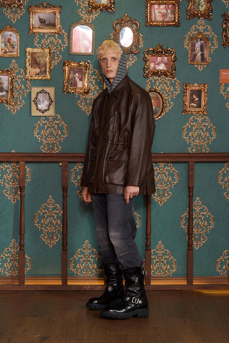 WASHED LEATHER FIELD JACKET / BROWN